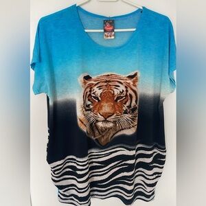 Blue Tiger Graphic T-Shirt